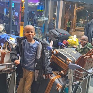 The group included two energetic children, ready for service.